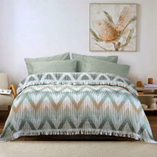 Покривало Lotus Home - Girona зелений/гірчичний 230*240