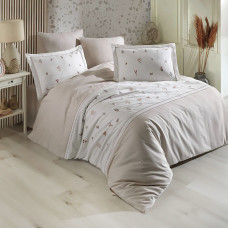 Постільна білизна Dantela Vita сатин з вишивкою - Benedict bej бежевий євро