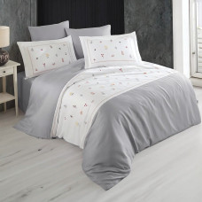 Постільна білизна Dantela Vita сатин з вишивкою - Benedict gri сірий євро