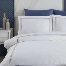 Постільна білизна Dantela Vita сатин з вишивкою - Florentino beyaz-lacivert білий-синій євро