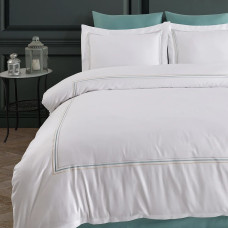Постільна білизна Dantela Vita сатин з вишивкою - Florentino beyaz-mint білий-ментоловий євро
