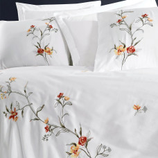 Постільна білизна Dantela Vita сатин з вишивкою - Felicita beyaz білий євро