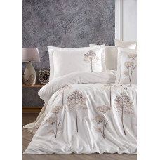 Постільна білизна Dantela Vita сатин з вишивкою - Zumra krem кремовий євро