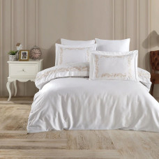 Постільна білизна Dantela Vita сатин з вишивкою - Angelina bej бежевий євро