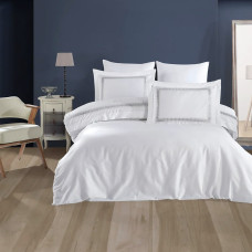 Постільна білизна Dantela Vita сатин з вишивкою - Katrina gri сірий євро