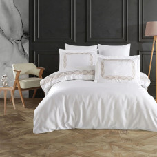 Постільна білизна Dantela Vita сатин з вишивкою - Alina gri сірий євро