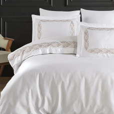 Постільна білизна Dantela Vita сатин з вишивкою - Alina gri сірий євро