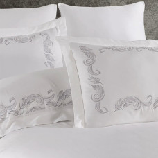 Постільна білизна Dantela Vita сатин з вишивкою - Angelina gri сірий євро