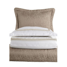 Набір постільної білизни з вишивкою та жакардовим покривалом Dantela Vita - Katrina bej бежевий євро