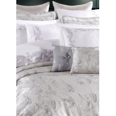 Набір постільної білизни з вишивкою та жакардовим покривалом Dantela Vita - Angelina gri сірий євро
