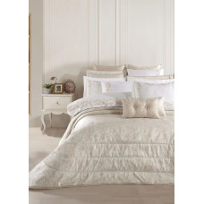 Набір постільної білизни з вишивкою та жакардовим покривалом Dantela Vita - Angelina bej бежевий євро