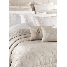 Набір постільної білизни з вишивкою та жакардовим покривалом Dantela Vita - Angelina bej бежевий євро