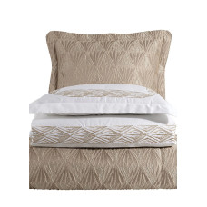 Набір постільної білизни з вишивкою та жакардовим покривалом Dantela Vita - Alina bej-gold євро