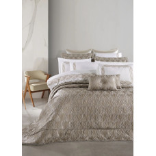 Набір постільної білизни з вишивкою та жакардовим покривалом Dantela Vita - Alina gri-bej євро