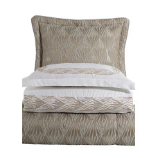 Набір постільної білизни з вишивкою та жакардовим покривалом Dantela Vita - Alina gri-bej євро