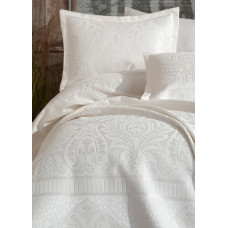 Покривало жакард з наволочками Dantela Vita - Hazel krem кремовий євро