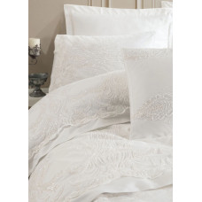 Набір постільної білизни з мереживом та покривалом піке Dantela Vita - Mira Bella krem кремовий євро