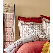 Набір постільна білизна з покривалом + плед Karaca Home - Maryam bordo 2020-1 бордовий євро