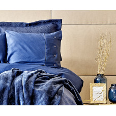 Набір постільна білизна з покривалом + плед Karaca Home - Infinity lacivert 2020-1 синій євро (10)