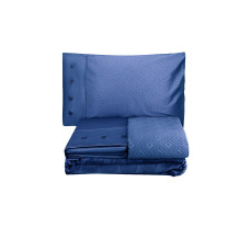 Набір постільна білизна з покривалом + плед Karaca Home - Infinity lacivert 2020-1 синій євро (10)