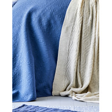 Набір постільна білизна з покривалом + плед Karaca Home - Levni mavi 2020-1 синій євро