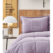 Набір постільна білизна з ковдрою Karaca Home - Toffee lila ліловий полуторний