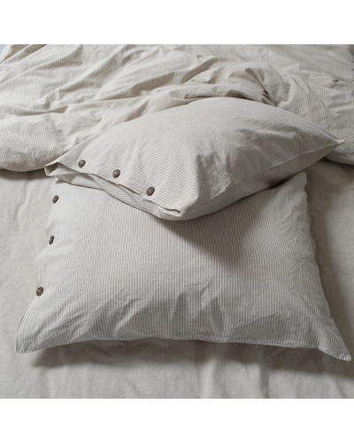 Постільна білизна Lotus Home Washed cotton - Pinstripe kahve-bej євро