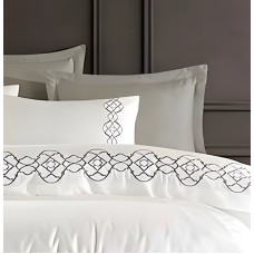 Постільна білизна Dantela Vita сатин з вишивкою - Victoria gri сірий євро