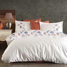 Постільна білизна Dantela Vita сатин з вишивкою - Hazan beyaz білий сімейний