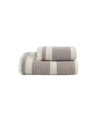 Рушник Lotus Home - Milana muslin beige-lead blue 80*160