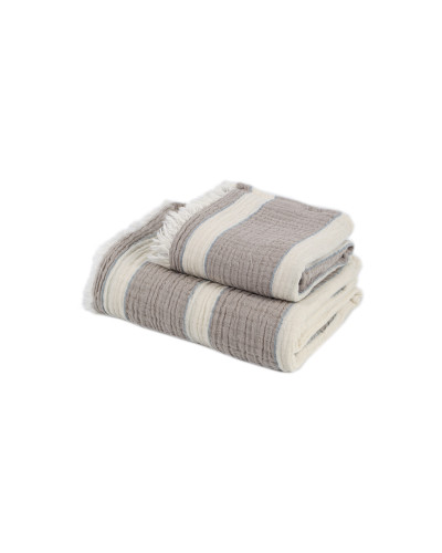 Рушник Lotus Home - Milana muslin beige-lead blue 80*160