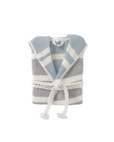 Халат Lotus Home - Milana muslin beige-lead blue S/M
