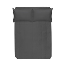 Простирадло з наволочками сатин premium Lotus Home - Leona антрацит 240*260
