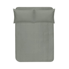 Простирадло на резинці з наволочками сатин premium Lotus Home - Leona хакі 160*200+50*70 (2)