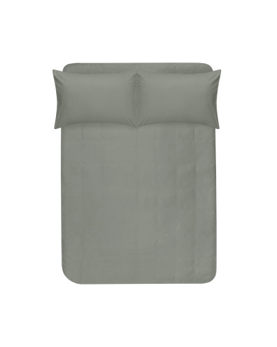 Простирадло на резинці з наволочками сатин premium Lotus Home - Leona хакі 160*200+50*70 (2)