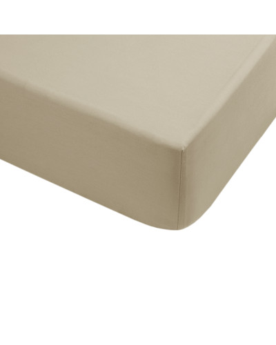 Простирадло на резинці з наволочками сатин premium Lotus Home - Leona бежевий 160*200+50*70 (2)