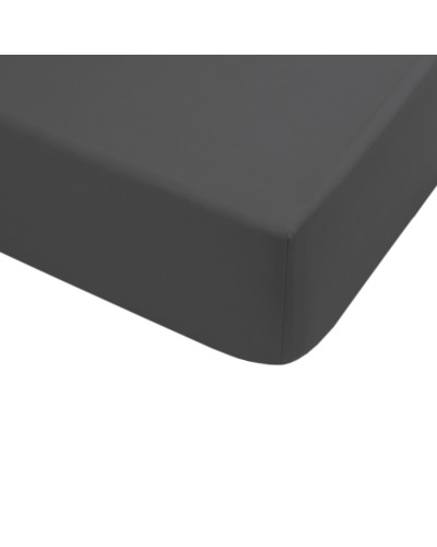 Простирадло на резинці з наволочками сатин premium Lotus Home - Leona антрацит 160*200+50*70 (2)