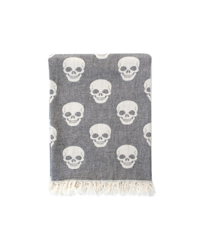 Рушник Lotus Home Pestemal - Skull 90*160 black чорний