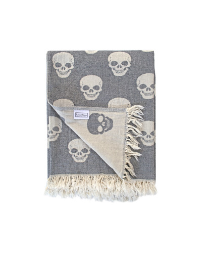 Рушник Lotus Home Pestemal - Skull 90*160 black чорний