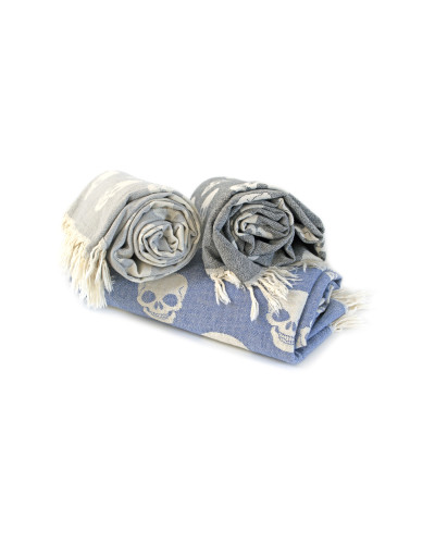 Рушник Lotus Home Pestemal - Skull 90*160 grey сірий