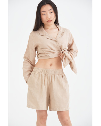 Домашні шорти з льону Lotus Home - Bruma бежевий S