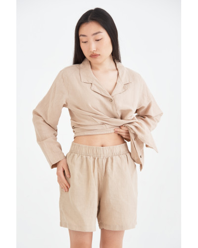Домашні шорти з льону Lotus Home - Bruma бежевий S