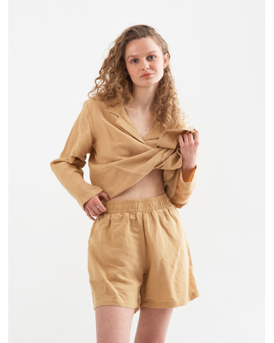 Домашні шорти з льону Lotus Home - Bruma гірчичний M