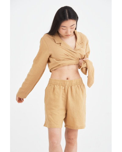 Домашні шорти з льону Lotus Home - Bruma гірчичний M