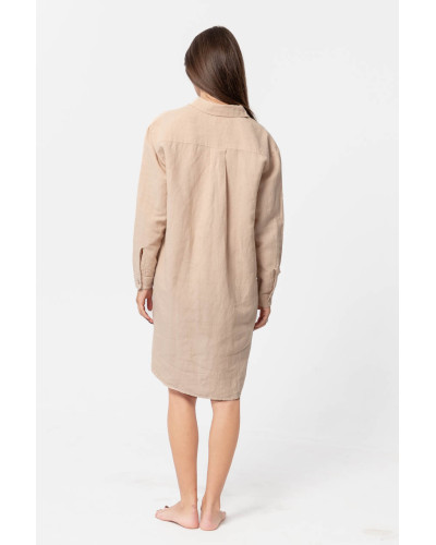 Домашня довга сорочка з льону Lotus Home - Bruma бежевий XL