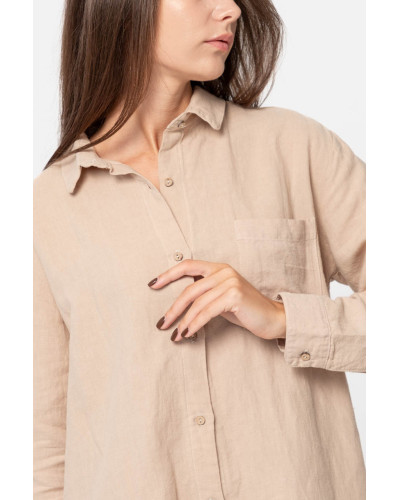 Домашня довга сорочка з льону Lotus Home - Bruma бежевий XL
