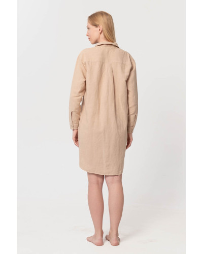Домашня довга сорочка з льону Lotus Home - Bruma бежевий XL