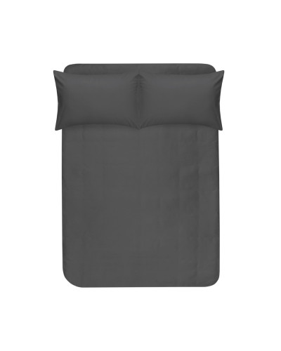 Простирадло на резинці з наволочками сатин premium Lotus Home - Leona антрацит 180*200+50*70 (2)