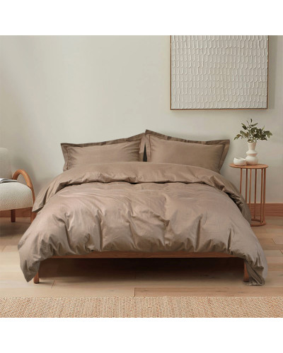 Постільна білизна сатин premium Lotus Home - Dakota Modern кавовий полуторний