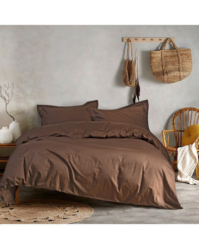 Постільна білизна сатин premium Lotus Home - Dakota Modern шоколадний сімейний